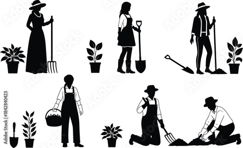 Shovels, Forks, and Baskets, Representing Farming, Hobby, and Sustainable Lifestyle.