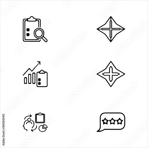 A Professional Digital Survey Icon Symbol, Showcasing Feedback and Questionnaire Data Collection in a Flat Design Minimalist Vector for Business Research Success Evaluation Interface.