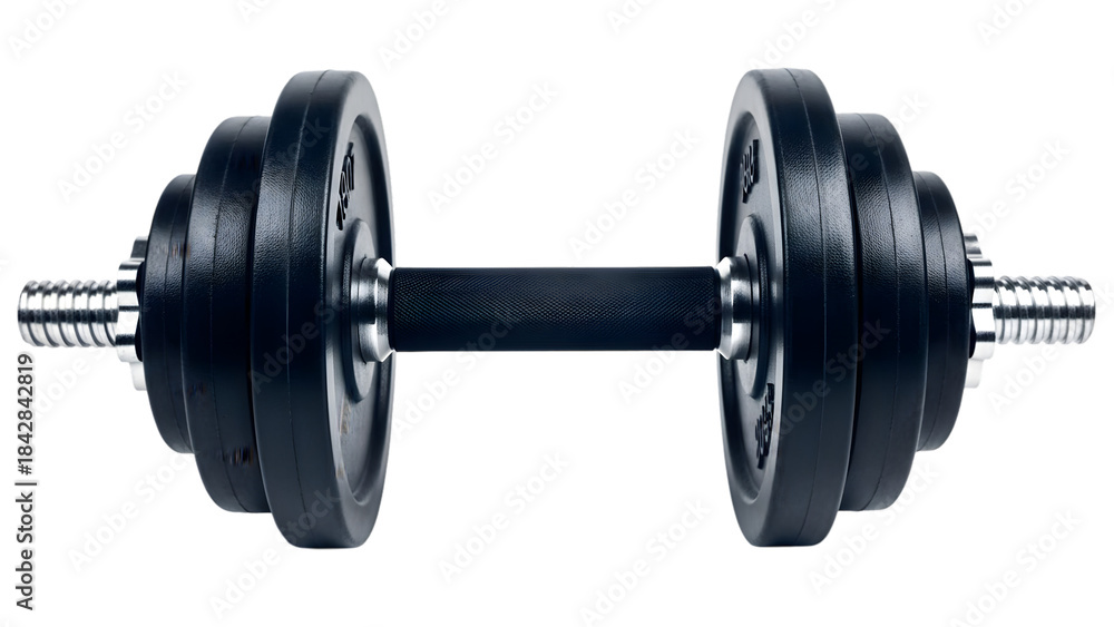 Fototapeta premium Dumbbell with weights isolated on transparent background