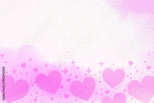 Pink Hearts and Geometry Horizontal Background