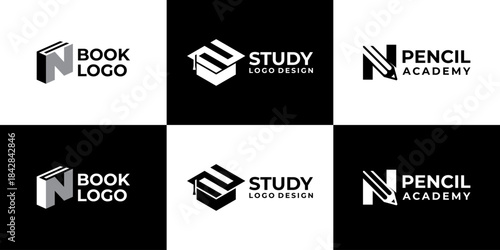 academy logo letter N vector modern, education logo design