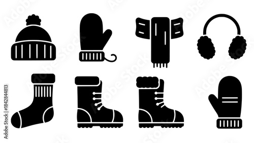 Collection of Winter Accessories and Clothing Icons