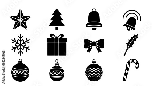 Collection of Festive Christmas Icons for Holiday Designs