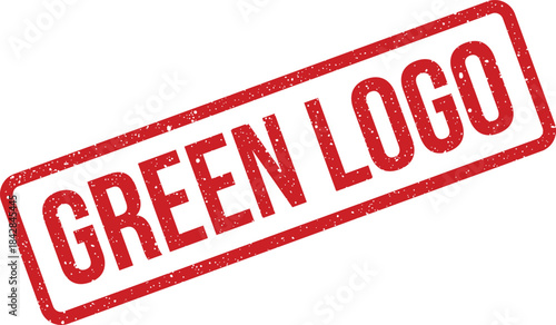 Authentic red rubber stamp with grunge texture displaying GREEN LOGO text for eco friendly brand identity development