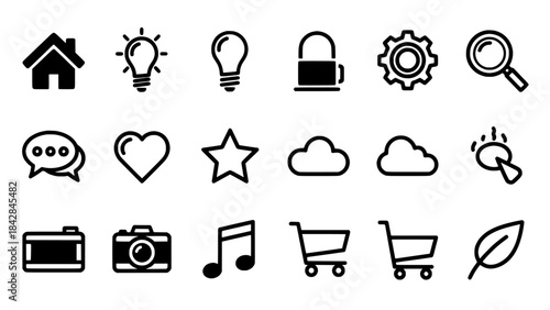 Collection of Various Flat Icons for Digital and Web Design