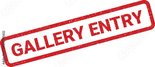 Classic distressed rubber stamp graphic showing GALLERY ENTRY text, symbolizing access to art exhibitions or cultural spaces
