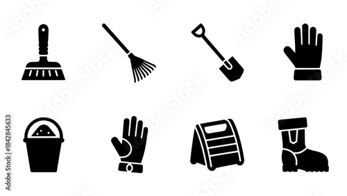 Gardening Tools and Safety Gear Icons