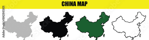 China Vector dotted world map.black halftone dotted map illustration vector, Vector style dotted map used for digital insights