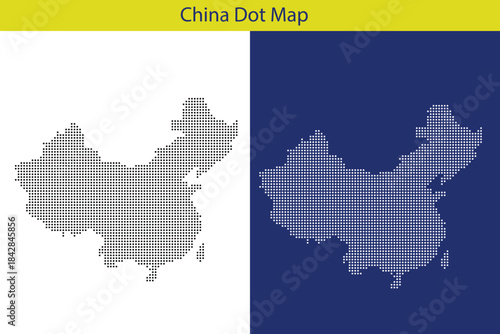 China Vector dotted world map.black halftone dotted map illustration vector, Vector style dotted map used for digital insights