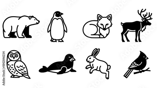 Collection of Arctic and Forest Animal Icons