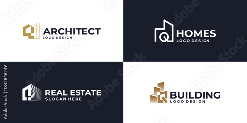 creative initial letter Q real estate logo symbol, building logo design vector