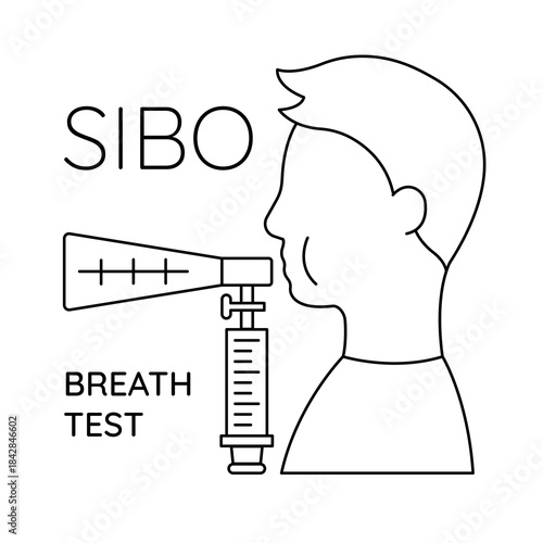 Icon representing a SIBO breath test, illustrating hydrogen and methane breath testing used for small intestinal bacterial overgrowth diagnosis.