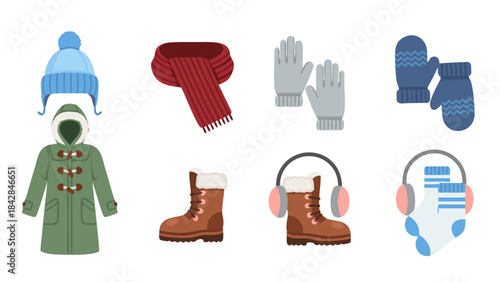 Winter clothing accessories and outerwear for cold weather