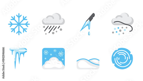 Comprehensive Set of Winter Weather Graphics for Seasonal Design and Digital Projects