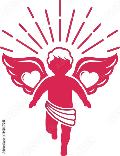 Wallpaper Mural Joyful cherub with radiant wings ascending through fiery halo symbolizing love and divine grace for romantic themes and celebrations isolated on white background Torontodigital.ca