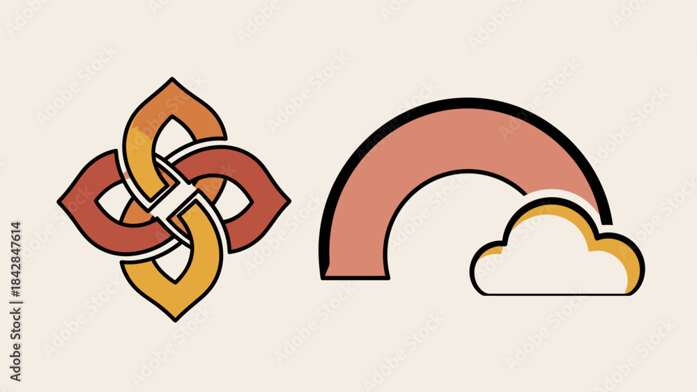 Obraz premium Elegant Celtic Knot and Modern Cloud Illustration, Symbolizing Tradition and Innovation in Digital Design