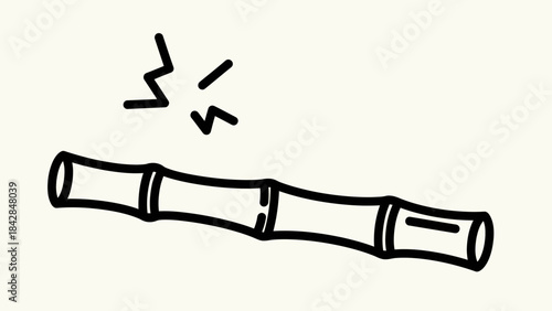 Simple Black and White Line Drawing of a Flute with Musical Notes, Creative Illustration for Music Education, Art Projects, or Instrument Promotion