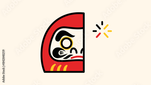 Stylized Lion Mask Illustration with Firework Animation, Vibrant and Modern Design for Cultural Celebrations and Artistic Projects
