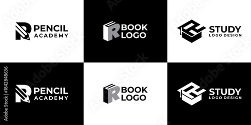 academy logo letter R vector modern, education logo design