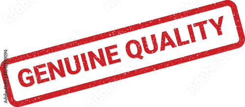 Distressed rectangular rubber stamp symbol with genuine quality text, signaling authentic premium products