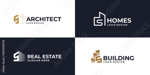creative initial letter S real estate logo symbol, building logo design vector