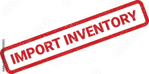 Distressed rectangular stamp showcasing IMPORT INVENTORY text, useful for warehouse management and stock control