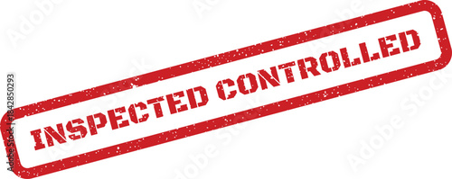 Distressed red rectangle stamp showing INSPECTED CONTROLLED text for marking regulated or managed items