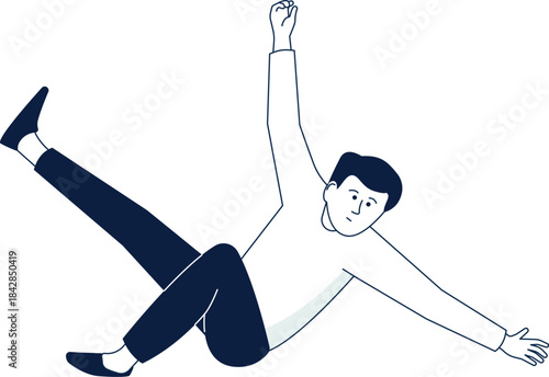 A man is falling down and is about to hit the ground