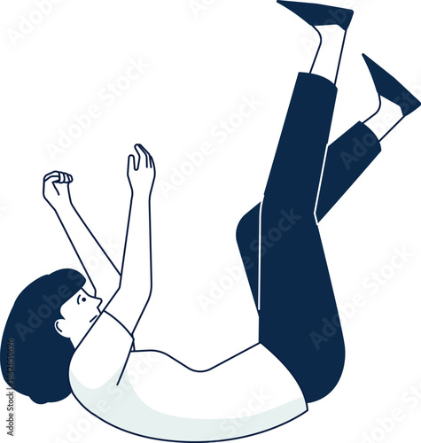 A woman is falling to the ground in a cartoonish way