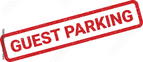 Distressed red rectangular stamp displaying GUEST PARKING text for designated visitor vehicle areas