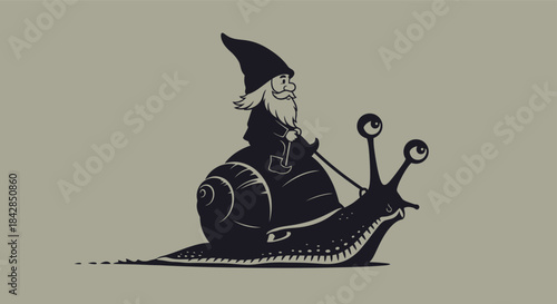 Whimsical character portrait a medieval wizard rides a snail with detailed cloak and hat offering a unique allegorical fantasy concept for creative design isolated on white background