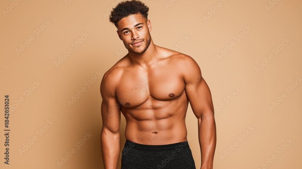 Fototapeta premium A man with a muscular body is posing for a picture