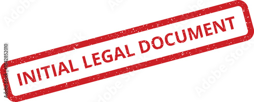 Distressed red rubber stamp displaying the text INITIAL LEGAL DOCUMENT for official marking