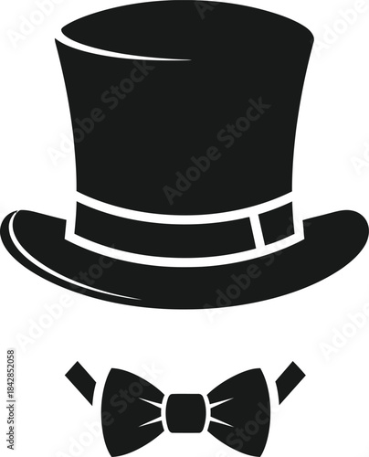 Classic top hat and bow tie silhouette a timeless symbol of elegance sophistication and formal attire for any occasion isolated on white background