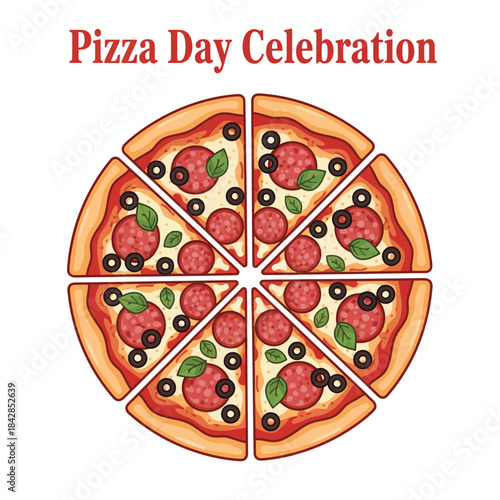 Salami pizza with cheese on white background