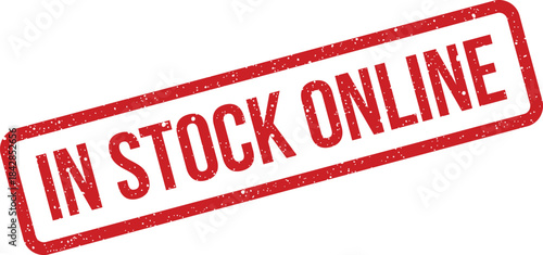Distressed red rubber stamp indicating product availability for online purchase or digital storefronts