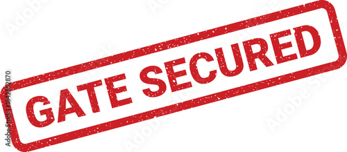 Distressed red rubber stamp text reading GATE SECURED, useful for security alerts or access status