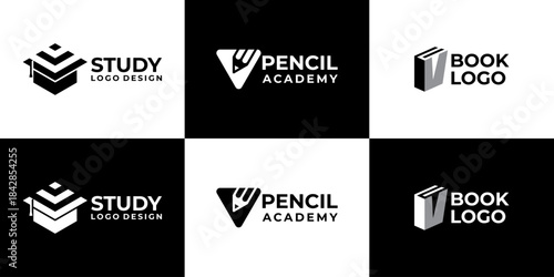 academy logo letter V vector modern, education logo design