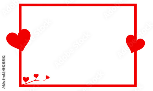 Red rectangular frame with heart accents and small decorative hearts in the corner suitable for romantic designs invitations valentines and greeting cards