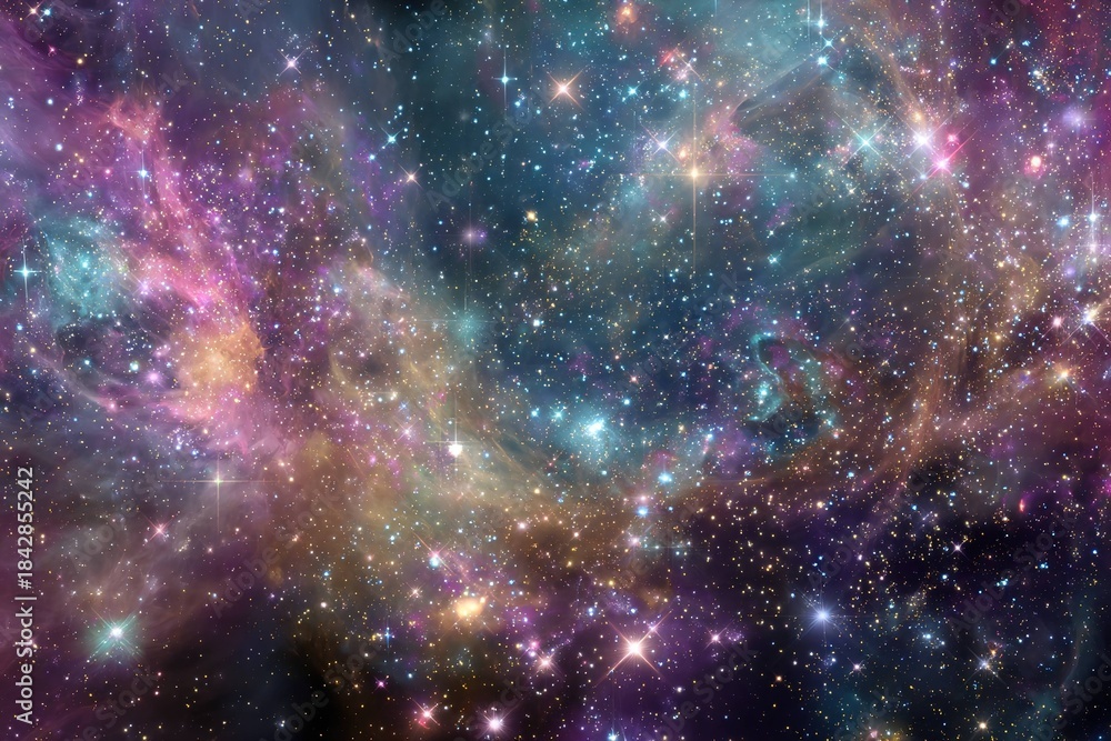 Fototapeta premium cosmic starfield with colorful galaxies and sparkling stars