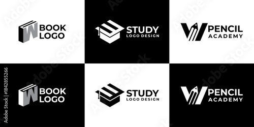 academy logo letter W vector modern, education logo design