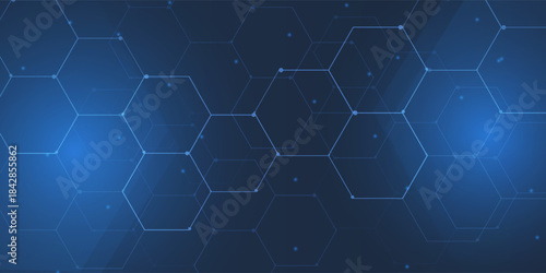Vector illustration abstract technology with molecule, Flowing dot particle wave flow line,Datum technology network, science,