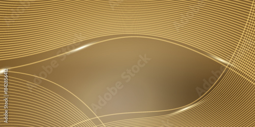 Abstract glowing golden wavy lines on dark brown background. Digital technology vector illustration with particle striped wave lines EPS 10