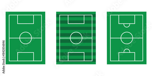 Football Field Icon Set – Flat Line Style Soccer Pitch Vector Illustration for Sports Graphics
