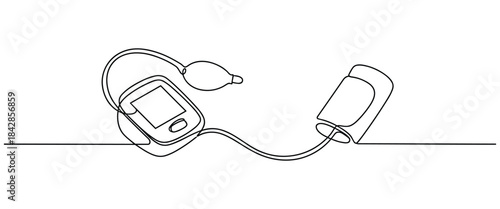 Continuous Line Blood Pressure Monitor Illustration Vector for Medical Health Care Design