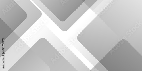Abstract white and gray background design with layers of textured white transparent material in triangle and squares shapes. White color technology concept geometric line vector background.