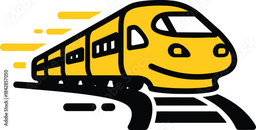 Train Traveling on Railway Tracks 