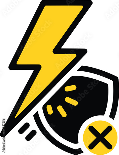 Danger symbol representing electrical hazard warning and protection