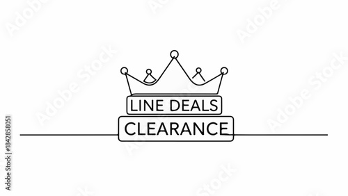 Elegant crown emblem with 'Line Deals Clearance' text on a clean white background