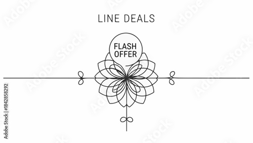 Elegant line art design with floral motif and "Flash Offer" announcement for promotions